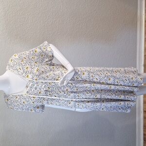 Jalate  White,Yellow and Black Daisy Print Dress